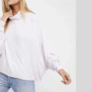 Free People Alameda Pullover Turtleneck Long Sleeve Top in‎ Iris | PS